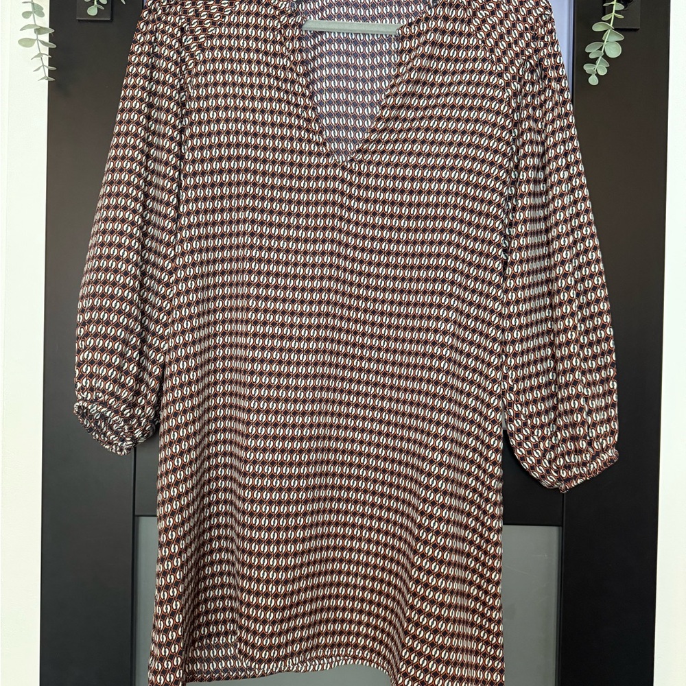 Traffic People Brown, Blue, Green and White  Patterned Dress